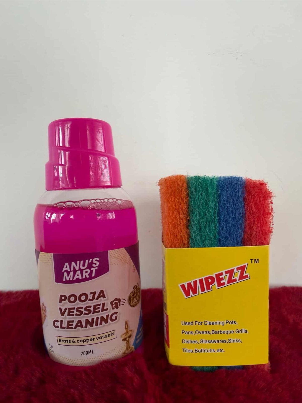 Pooja Vessel cleaning Liquid with 4pcs of scrubber